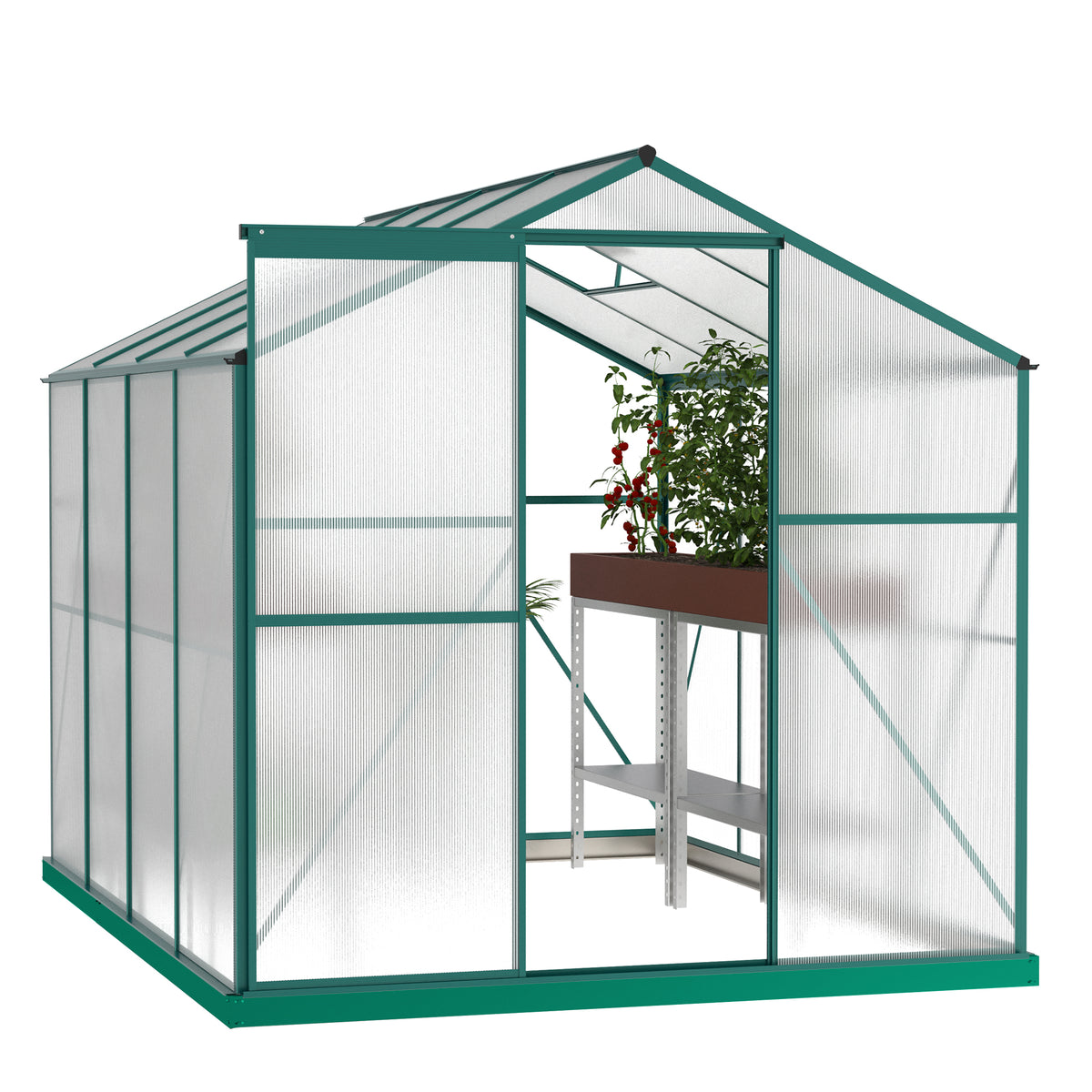 Heavy Duty 4mm Polycarbonate Walk-In Garden Greenhouse