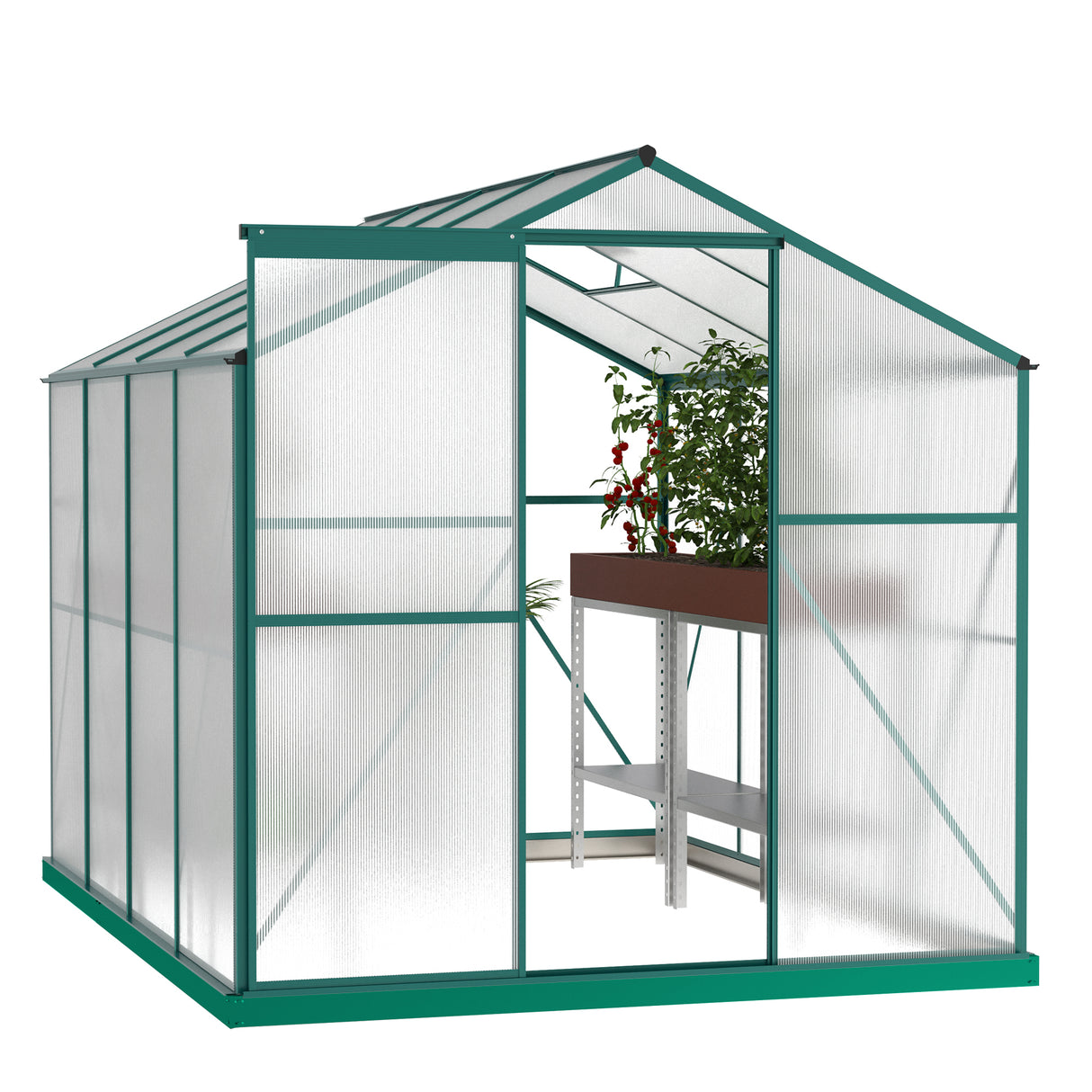 Heavy Duty 4mm Polycarbonate Walk-In Garden Greenhouse