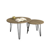 Set of 2 Rustic Brown Round Nesting Coffee Tables - Sleep Galleria