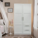 White Melamine MDF High Storage Wardrobe Cabinet