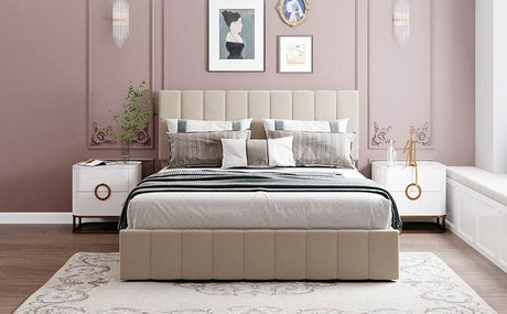 Queen Upholstered Platform Bed With Hydraulic Storage System - Omega Lifestyles