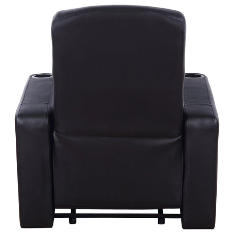Set Of 3 Black Faux Leather Recliner Home Theater Seats - Omega Lifestyles