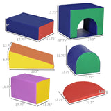 7-Piece Toddler Foam Climber Playset With Tunnel Ramp - Omega Lifestyles