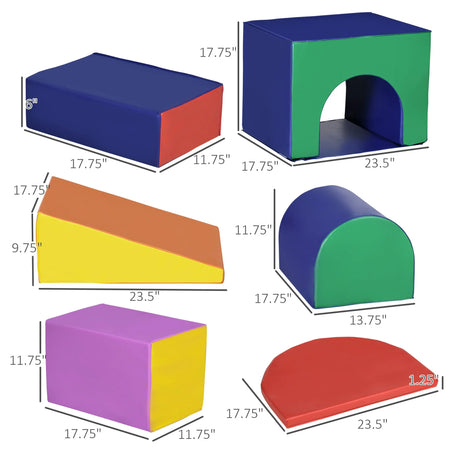 7-Piece Toddler Foam Climber Playset With Tunnel Ramp - Omega Lifestyles