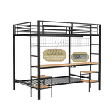 Full Over Twin Metal Bunk Bed With Desk Charging Station - Omega Lifestyles