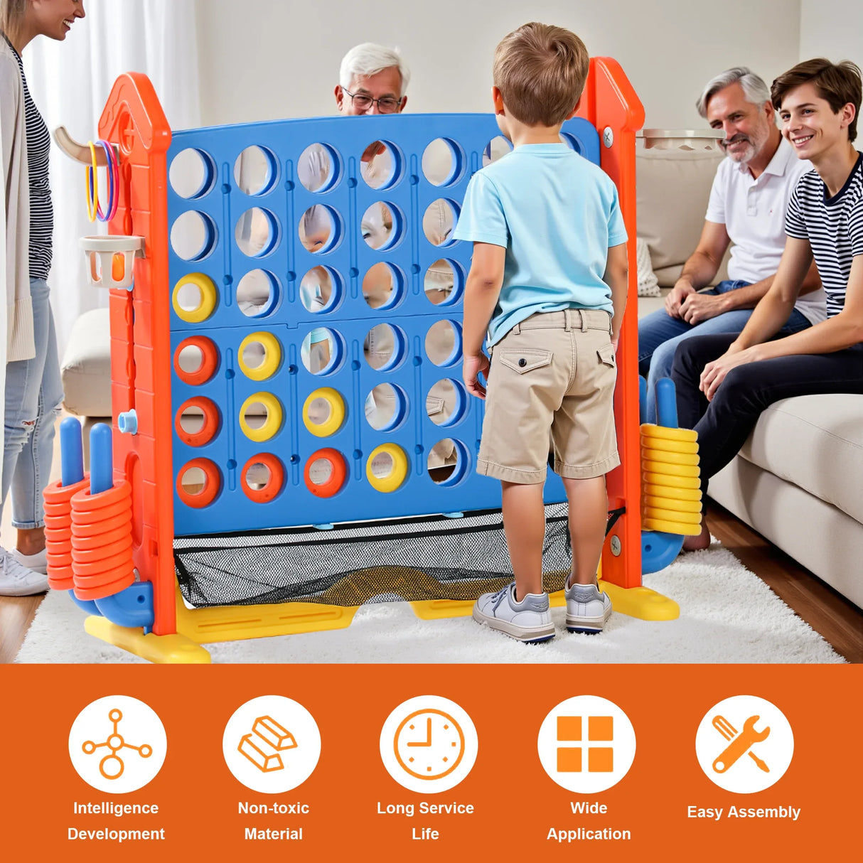 4-in-1 Adjustable Height Indoor Outdoor Giant Game Set - Omega Lifestyles