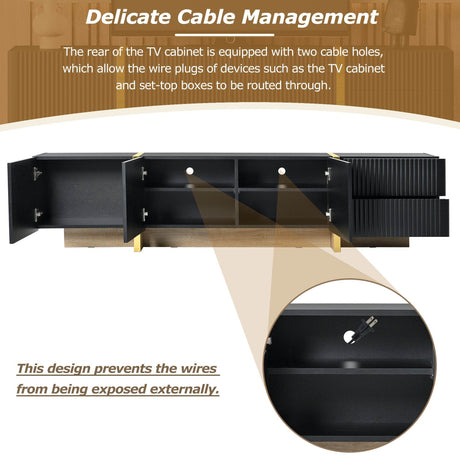 Luxury Fluted Black And Gold TV Stand With Storage - Sleep Galleria