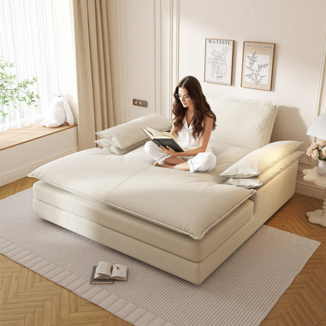 Modern Oversized Chenille Lounge Chair With Wide Armrests - Omega Lifestyles