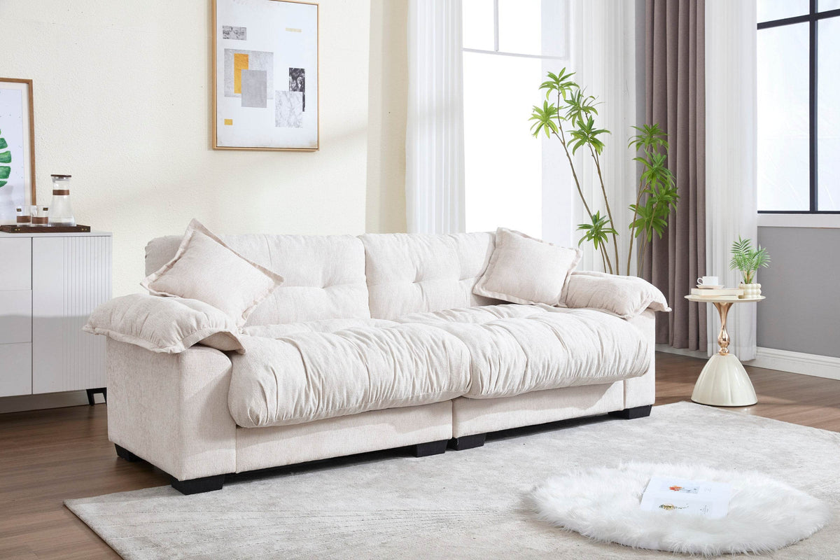 Casual 3-Seater Chenille Pleated Sofa - Omega Lifestyles