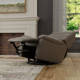 Light Gray Top Grain Leather Swivel Glider Recliner - Omega Lifestyles