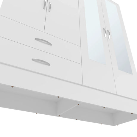 White Engineered Wood 4-Door Wardrobe Armoire - Omega Lifestyles