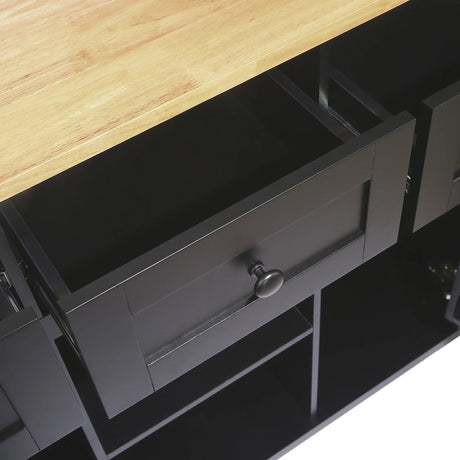 Kitchen Cart With Rubber Wood Drop-Leaf Countertop Storage - Omega Lifestyles