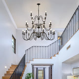 Farmhouse 24-Light Matte Black Metal Chandelier - Omega Lifestyles