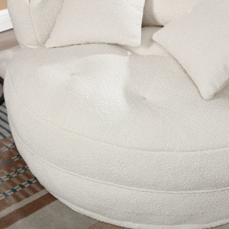 Modern Circular Chenille Fabric Sleeper Chair With Pillows - Omega Lifestyles