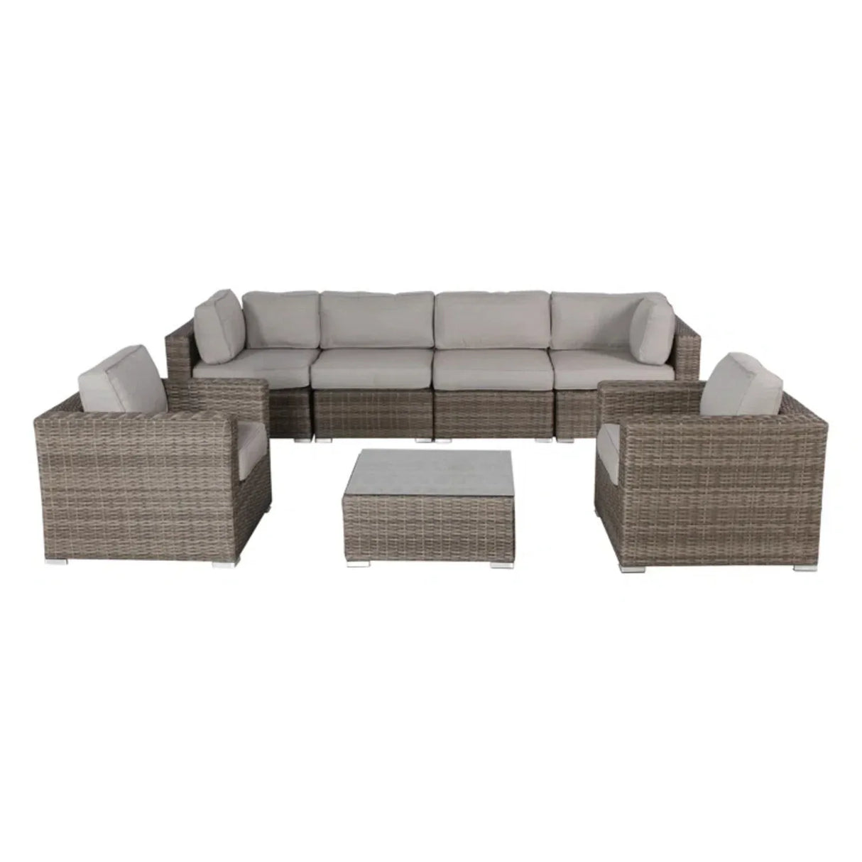 Fully Assembled 7-Piece 6-Seater Patio Wicker Sofa Set - Omega Lifestyles