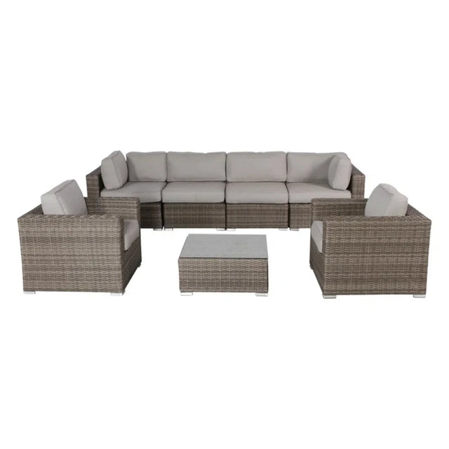 Fully Assembled 7-Piece 6-Seater Patio Wicker Sofa Set - Omega Lifestyles