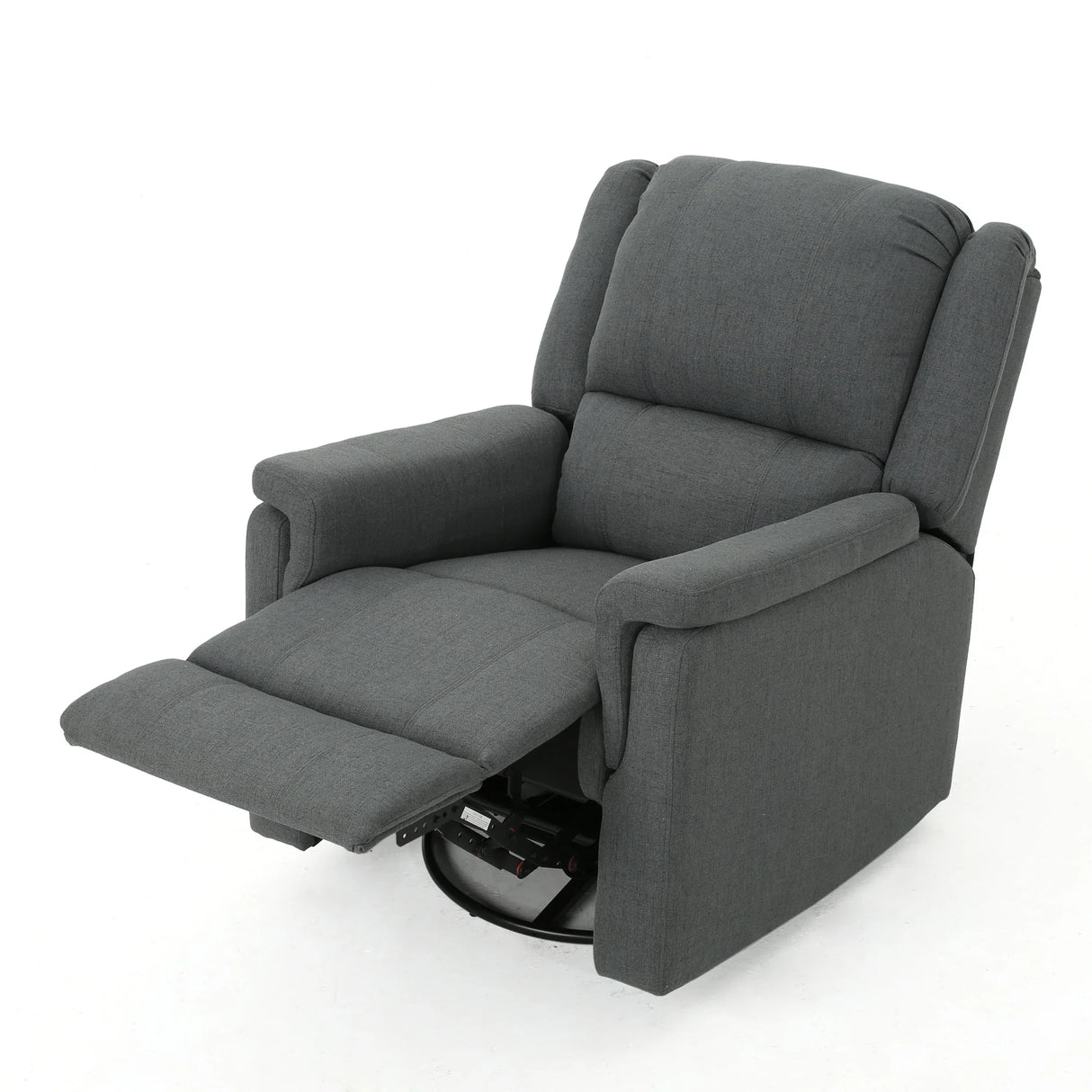 Charcoal Fabric Glider Recliner With Swivel And Manual Recline - Omega Lifestyles