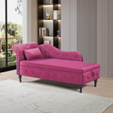 Velvet Upholstered Medium Firm Storage Chaise Lounge Bench - Omega Lifestyles