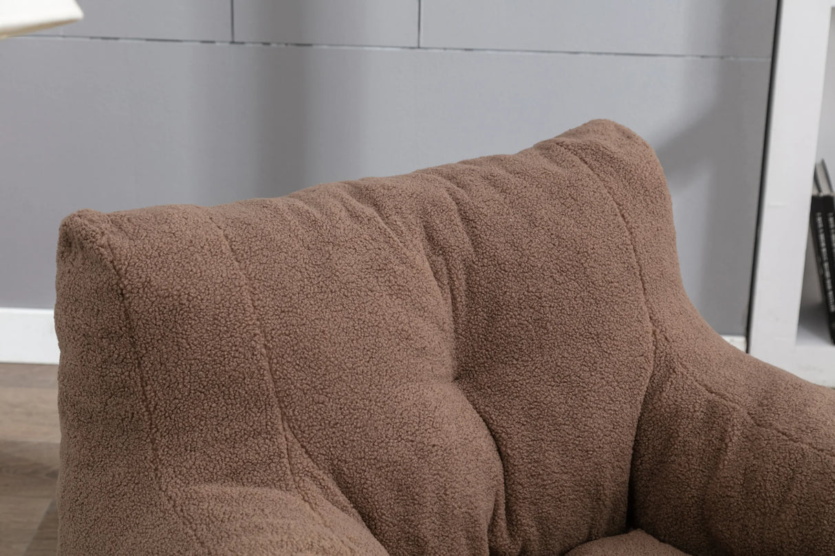 Soft Teddy Fabric Tufted Foam Bean Bag Chair Coffee - Omega Lifestyles