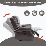 Heat Massage Medium-Firm Swivel Rocker Recliner Chair - Omega Lifestyles