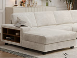 Modern Convertible U-Shaped Corduroy Fabric Sofa - Omega Lifestyles