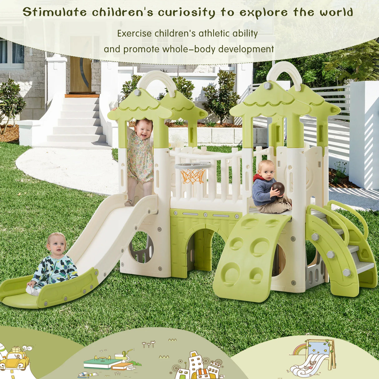8-in-1 Toddler Freestanding Slide Climber Playset - Omega Lifestyles