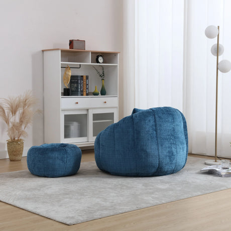 Chenille Foam Filled Ergonomic Round Chair With Ottoman - Omega Lifestyles