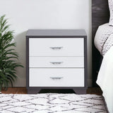 Contemporary White And Black MDF Accent Nightstand - Omega Lifestyles