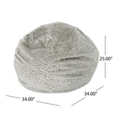 Rounded Faux Fur Foam Filled Bean Bag Chair - Omega Lifestyles