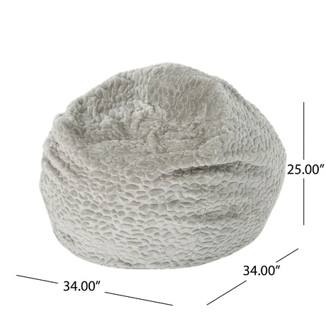 Rounded Faux Fur Foam Filled Bean Bag Chair - Omega Lifestyles