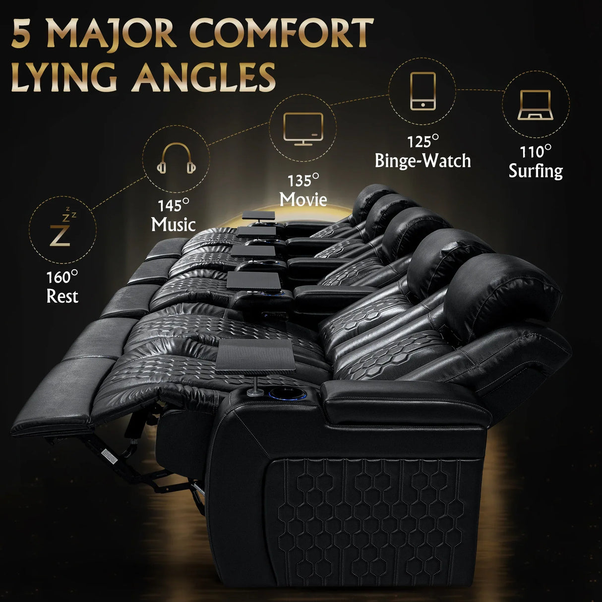 Ultra-Plush Genuine Leather Power Recliner With RGB Lighting - Omega Lifestyles