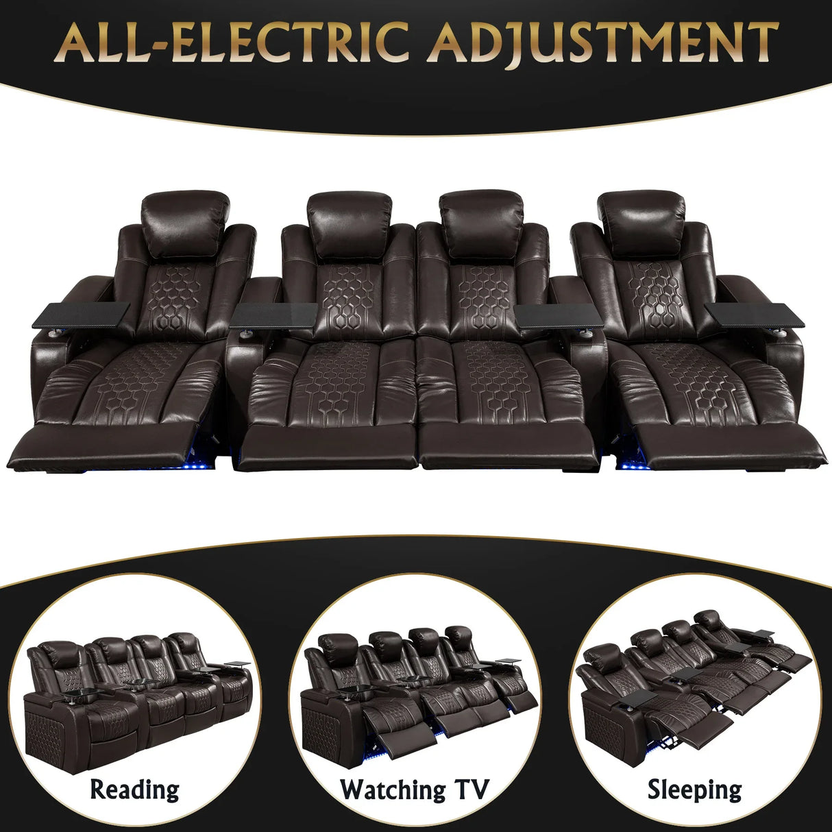 Top-Grain Nappa Leather Power Recliner With RGB Lighting - Omega Lifestyles