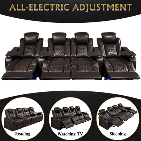 Top-Grain Nappa Leather Power Recliner With RGB Lighting - Omega Lifestyles