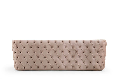 Naomi Velvet Button Tufted Firm Sofa With Gold Accents - Omega Lifestyles