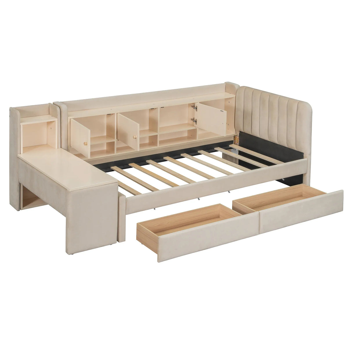 Twin Velvet Upholstered Daybed With Storage Drawers - Omega Lifestyles