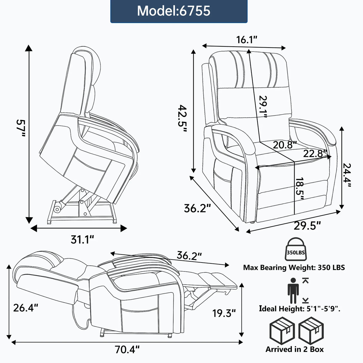Power Beige Faux Leather Dual Motor Massage Recliner Chair - Omega Lifestyles