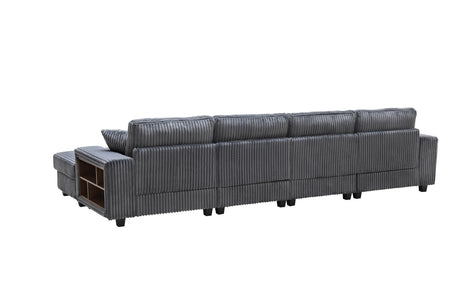 Modern Convertible U-Shaped Corduroy Fabric Sofa - Omega Lifestyles