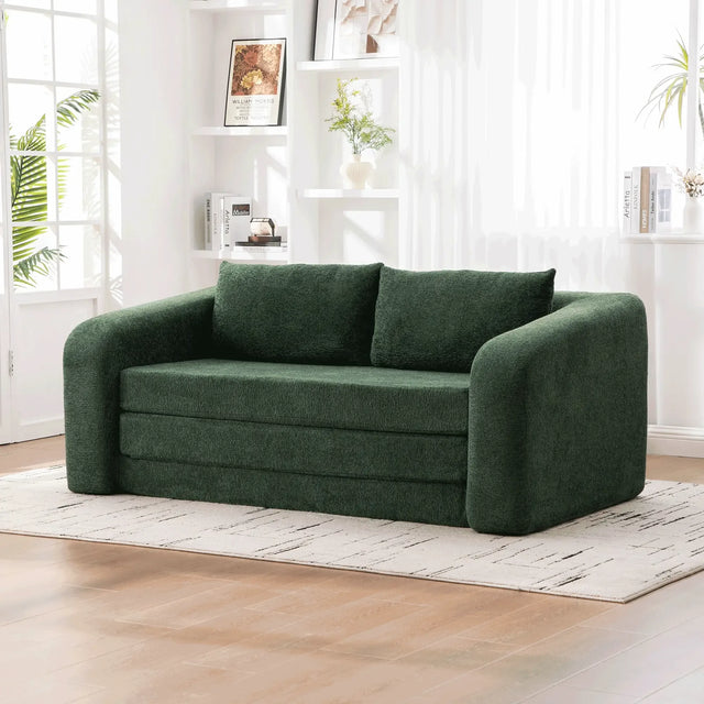 Convertible Chenille Loveseat Sofa Bed With Pillows - Omega Lifestyles