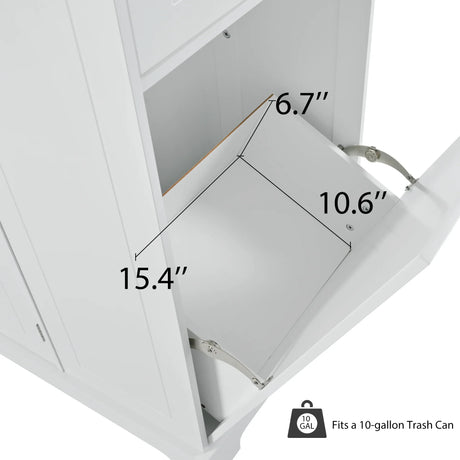 Fluted Rubber Wood Kitchen Island With Tilt-Out Trash Can - Omega Lifestyles