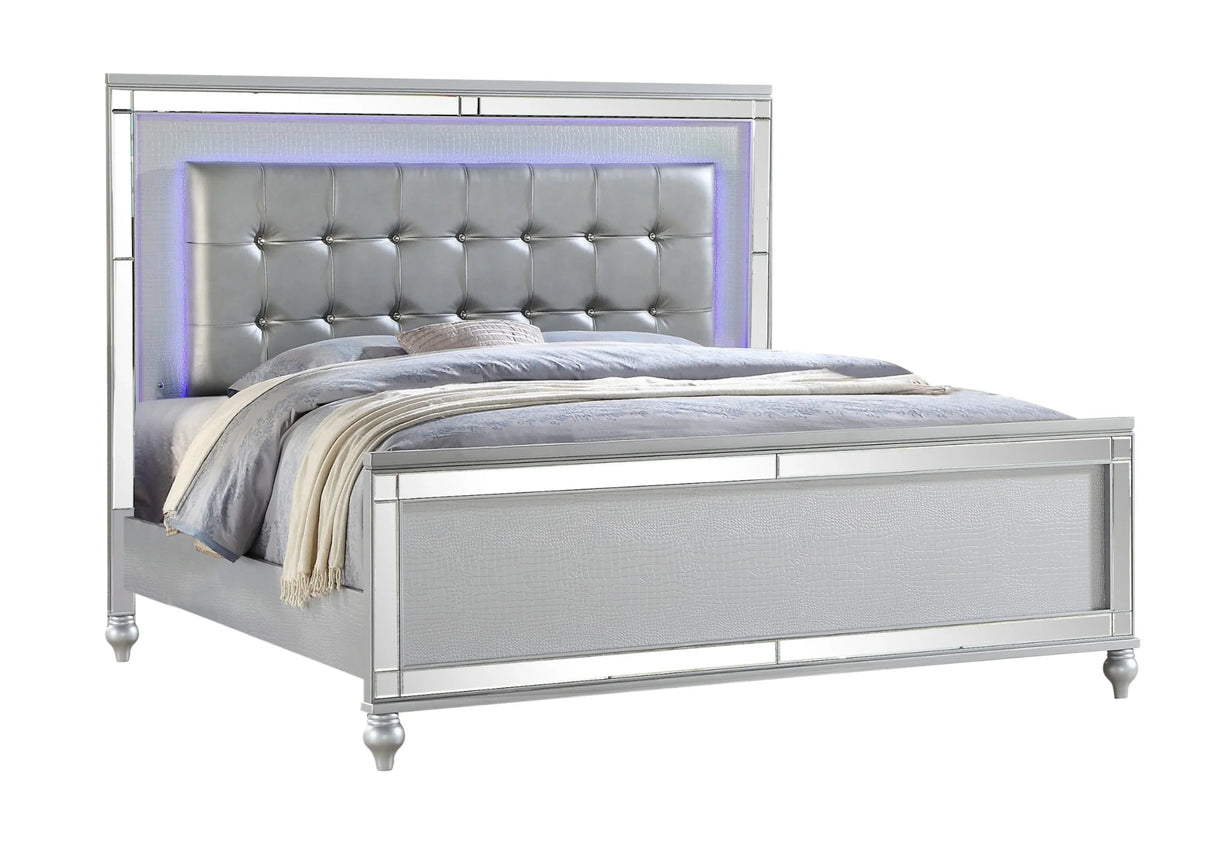 Contemporary King Size Upholstered LED Bed Frame - Omega Lifestyles