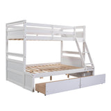 Twin Over Full Solid Wood White Bunk Bed With Storage - Omega Lifestyles