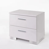 White Modern Chrome Leg Synthetic Wood Nightstand - Omega Lifestyles