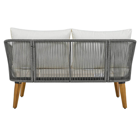 4-Piece Mid-Century Modern Woven Rope Patio Furniture Set - Omega Lifestyles