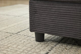 Dark Gray Corduroy Chaise Lounge Chair With Ottoman - Omega Lifestyles