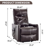Brown Faux Leather Power Lift Recliner Chair With Massage - Omega Lifestyles