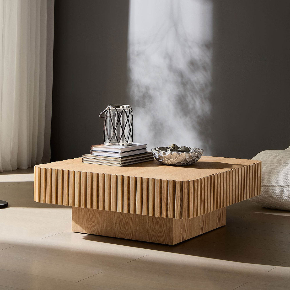 Modern Square MDF Pedestal Coffee Table 35 Inch - Sleep Galleria