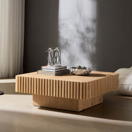 Modern Square MDF Pedestal Coffee Table 35 Inch - Sleep Galleria