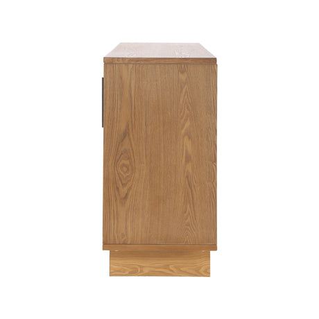 Modern Natural Finish MDF Metal 4-Door Sideboard Cabinet - Omega Lifestyles
