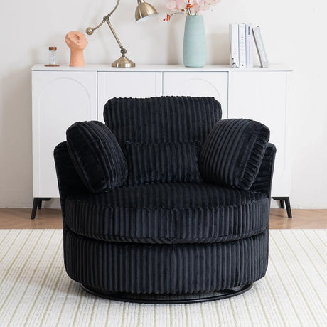 360-Degree Swivel Plush Corduroy Accent Chair With Pillows - Omega Lifestyles