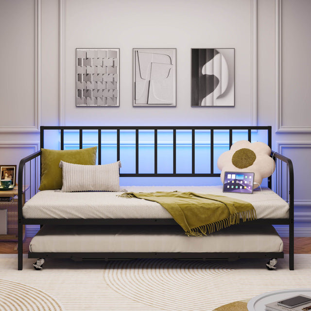 Twin Metal Daybed With Trundle Sofa Bed Frame - Omega Lifestyles